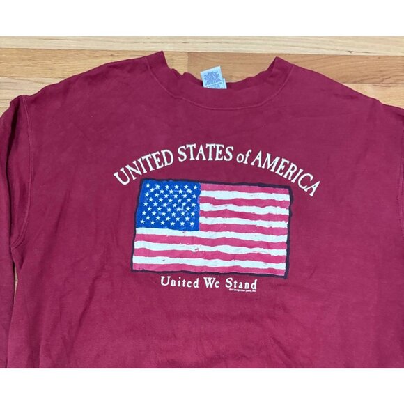 Lot of 2 Vintage Sweatshirts Size L – USA Flag & Hunter Cartoon – Made in USA - Picture 3 of 16